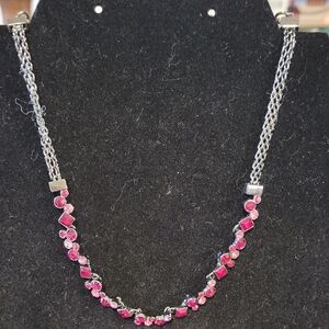 Givenchy Pink and Silver Gemstone Necklace